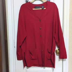 August Silk 100% Silk red cardigan